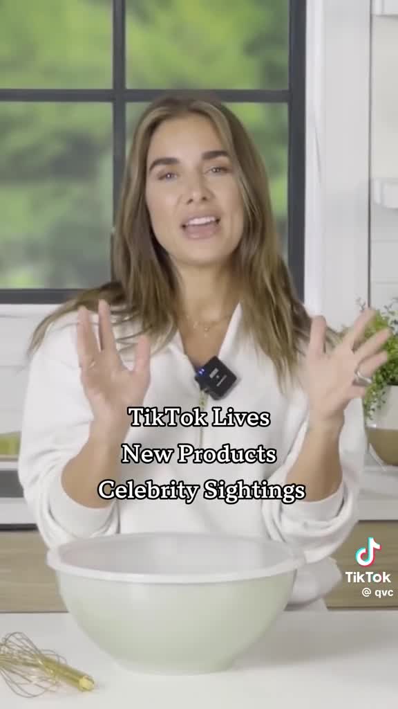 A presenter with her eyes open in the first QVC Main video